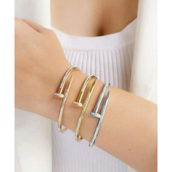 3 Pcs Cartier Inspired AD Gold Plated Anti-tarnish Stainless Steel Bracelets