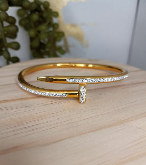 1 Pc Cartier Inspired AD Gold Plated Anti-tarnish Stainless Steel Bracelet