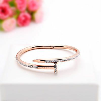 1 Pc Cartier Inspired AD RoseGold Plated Anti-tarnish Stainless Steel Bracelet