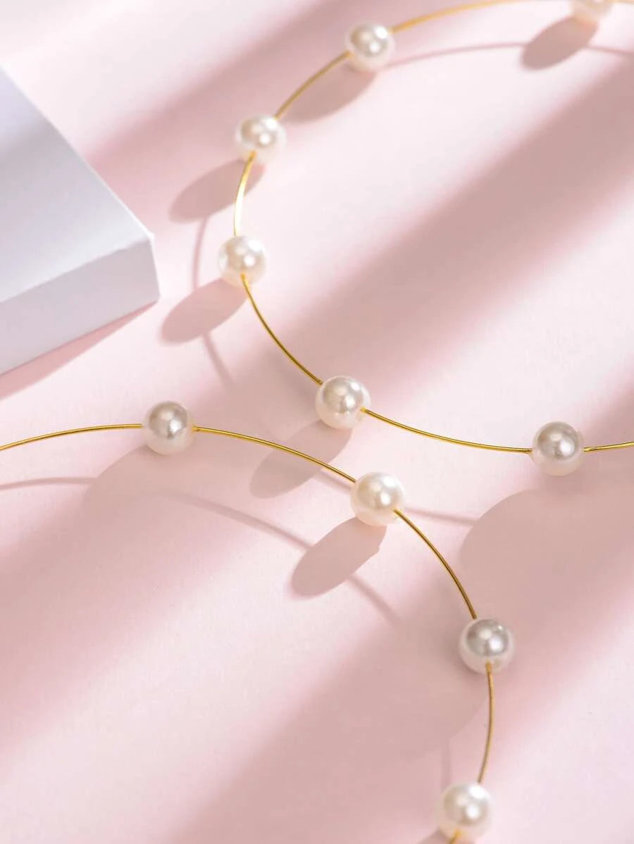 Tiffany Oversized Faux Pearl Hoop Earrings - Bling Little Thing
