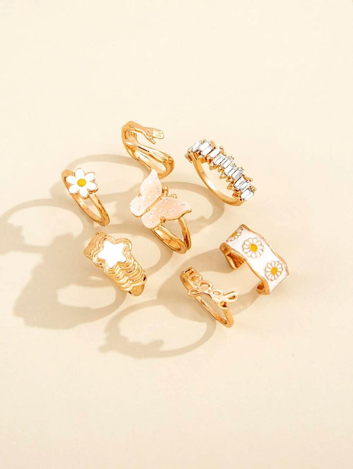 7 Butterfly Rhinestone Rings - Bling Little Thing