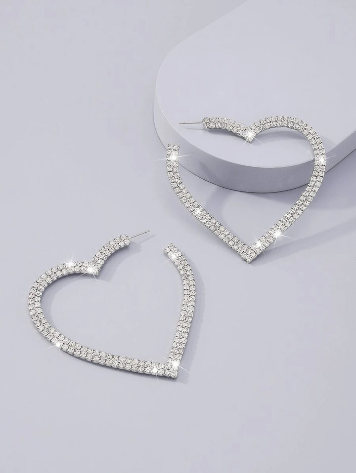 Heart AD Studded Hoop Earrings - Bling Little Thing
