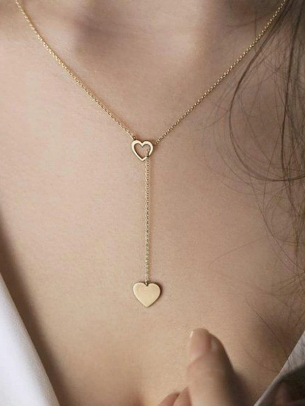 Heart Charm Y Lariat Necklace