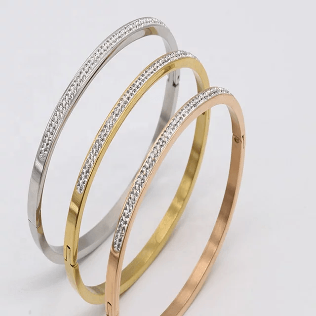 18K Gold Plated Luxury Studded RoseGold Bracelet - Bling Little Thing