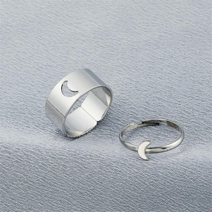 2 Pcs Moon Cutout Puzzle Couple/ Bestfriend Ring - Bling Little Thing