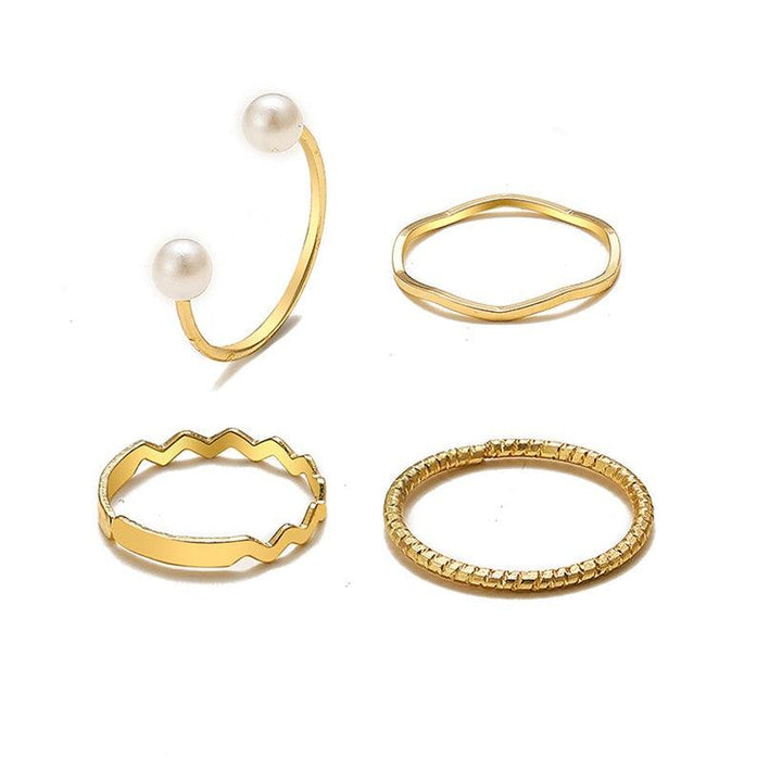 4 Pearl Wave Rings - Bling Little Thing