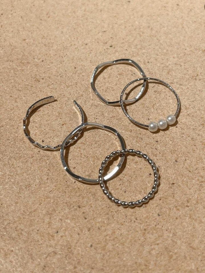 5 Pcs Creative Pearl Rings - Bling Little Thing