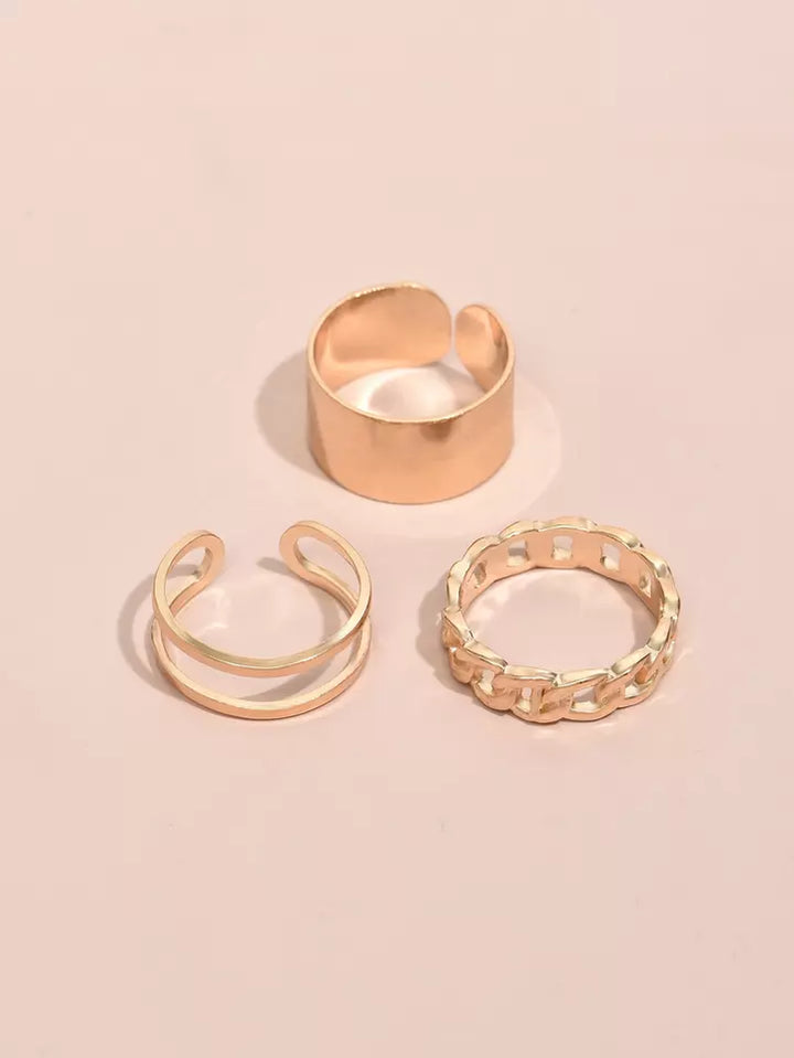 3 Korean Geometric Rings - Bling Little Thing