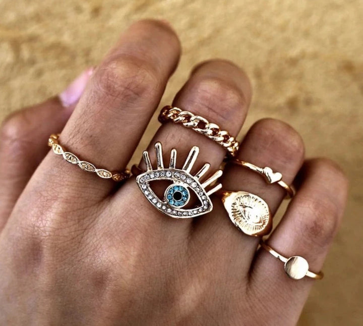 Quirky Evil Eye Rings Set of 6 - Bling Little Thing
