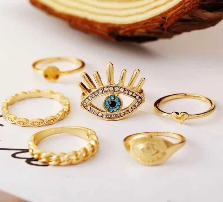 Quirky Evil Eye Rings Set of 6 - Bling Little Thing