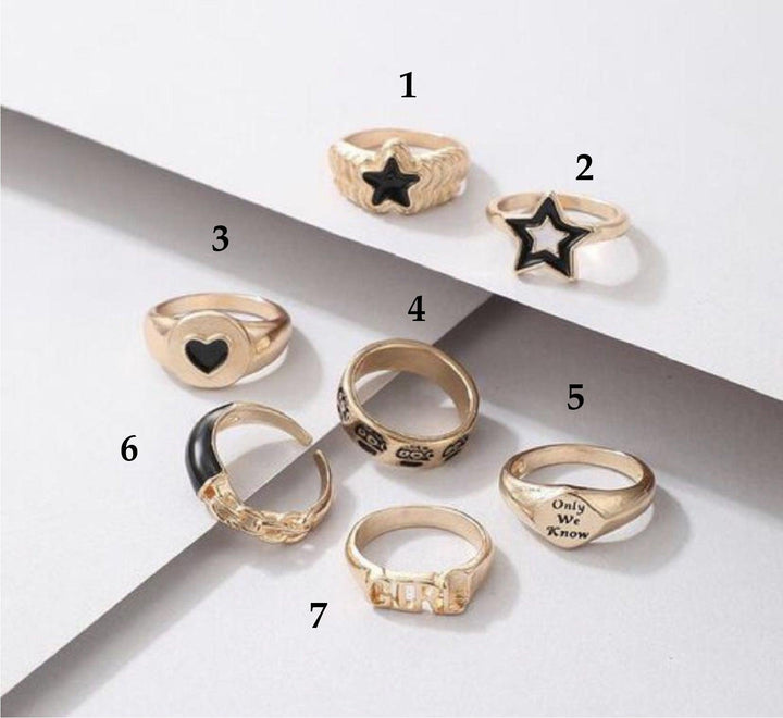 Black Queen Rings (Set of 7) - Bling Little Thing
