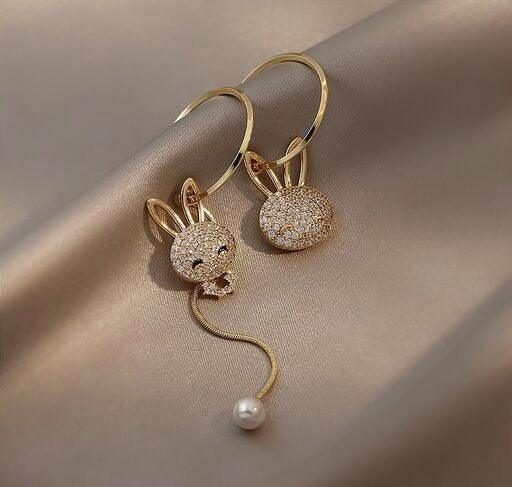 Bunny Zircon Tassel Earrings - Bling Little Thing