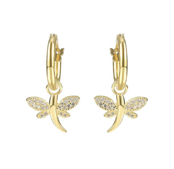 Butterfly Gold Tiny Drop Huggie Earrings - Bling Little Thing