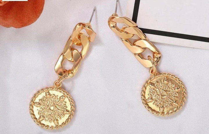 Chain Link Coin Earrings - Bling Little Thing