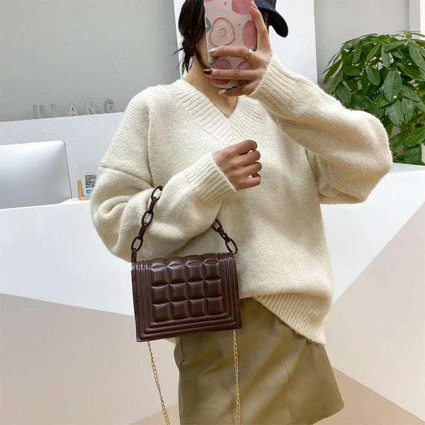 Chocolate Check Shoulder Bag (Brown) - Bling Little Thing