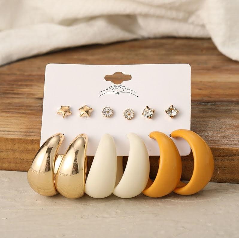 Chunky Funky Earrings Set of 6 Pairs - Bling Little Thing