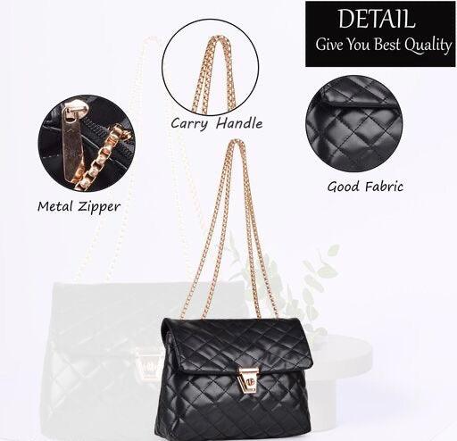 Classic Trendy Travel Hobo Quilted Shoulder Crossbody Slingbag With Gold Chain Strap - Bling Little Thing