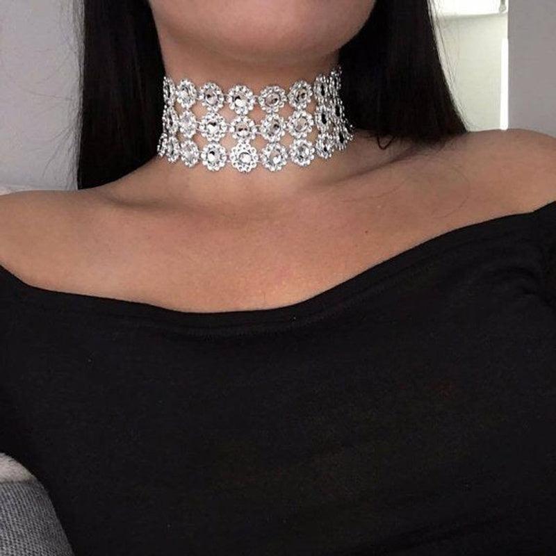 Concave Diamond Collar Choker Necklace - Bling Little Thing