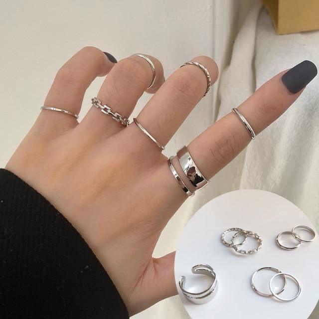 Creative Simple Stacking Combination Set 7 Piece Ring - Bling Little Thing