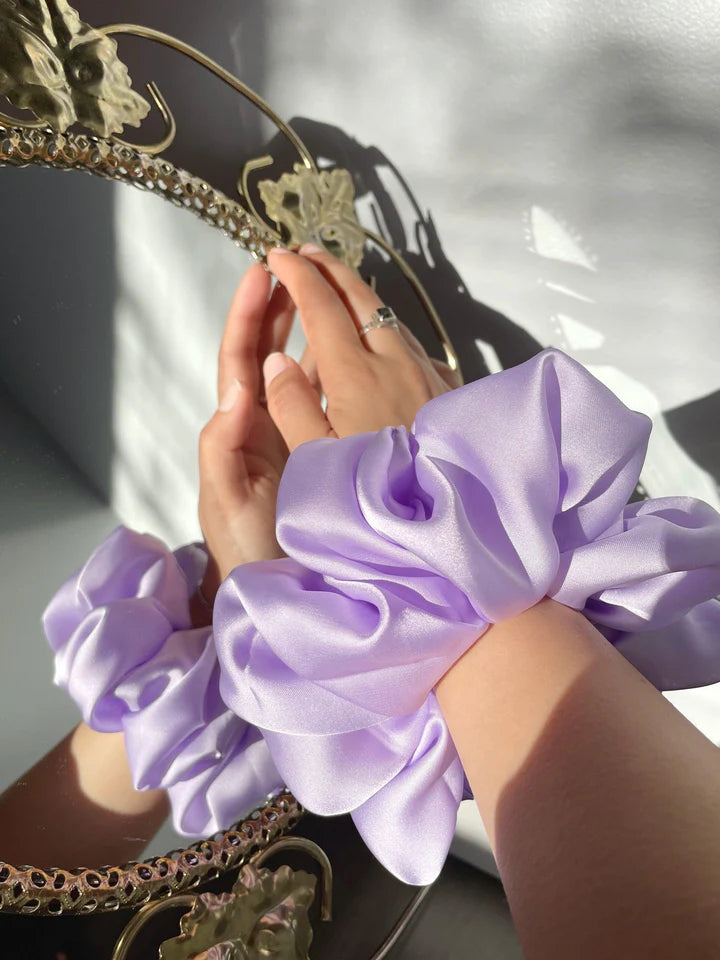 LILAC OVERSIZED SILK SATIN SCRUNCHIE - Bling Little Thing