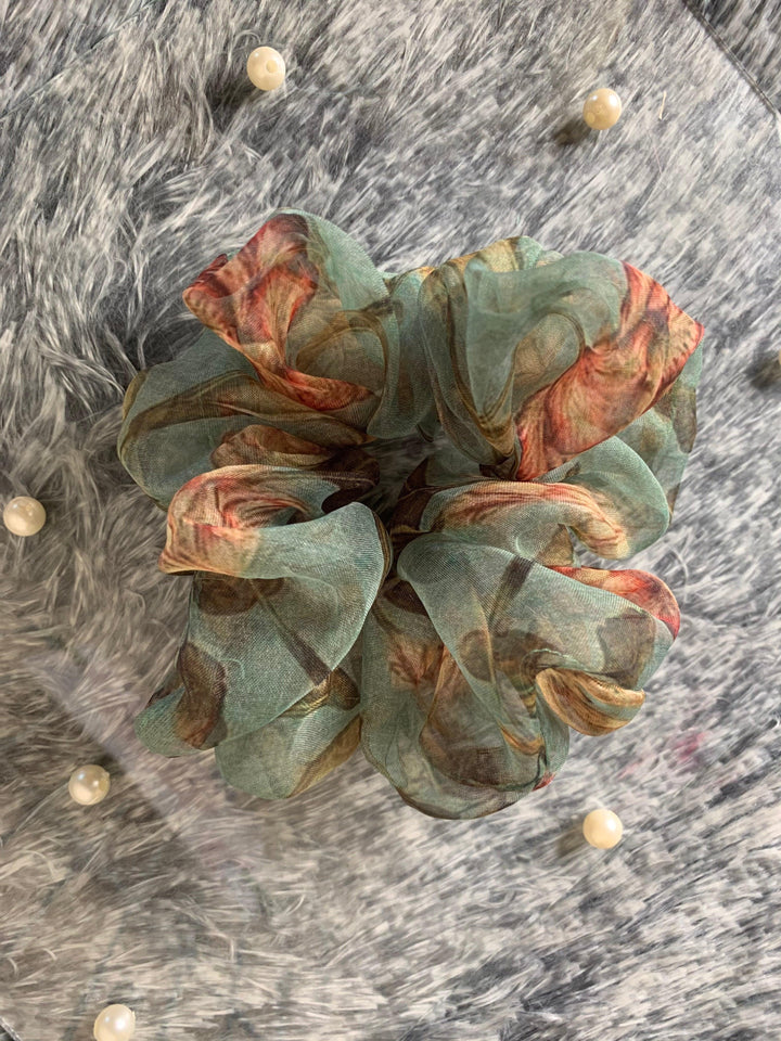 Delicate Floral Ruffled Organza Scrunchie - Bling Little Thing