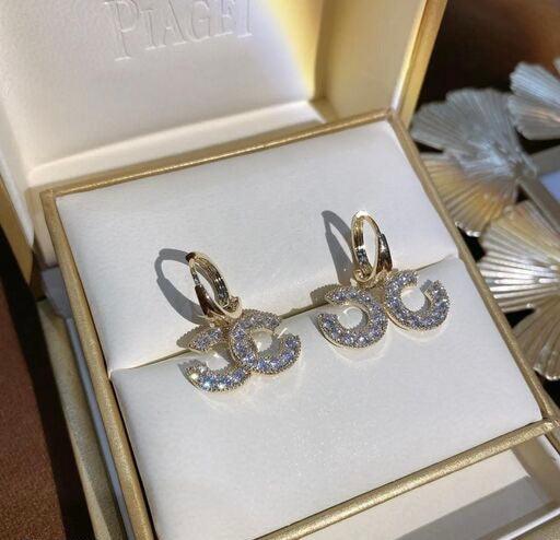 Double C Exquisite Design Light Luxury Shining Earrings - Bling Little Thing