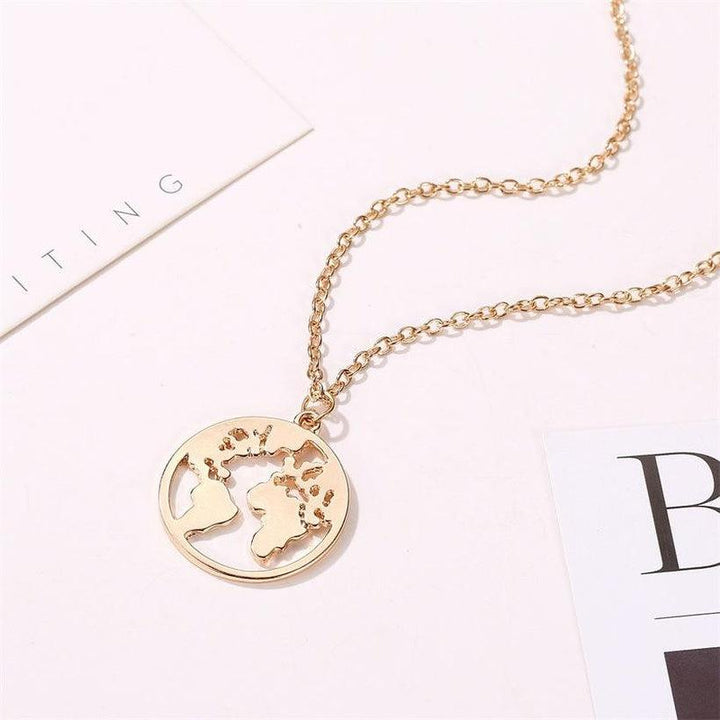 Earth Pattern Minimal Pendant Chain Necklace - Bling Little Thing