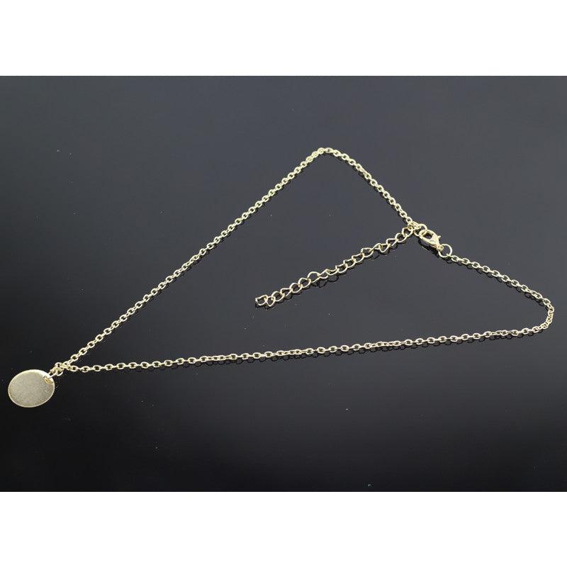 Elegant Gold Small Disc Short Necklace - Bling Little Thing