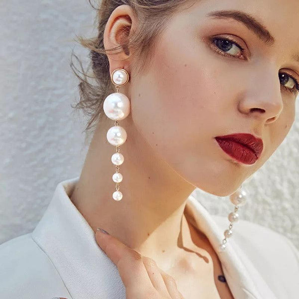 Empress Faux Pearl Decor Drop Earrings - Bling Little Thing