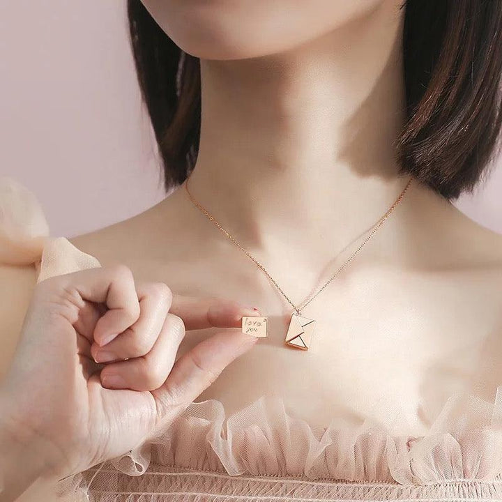 Envelope Locket Secret I Love You Pendant Chain Necklace - Bling Little Thing