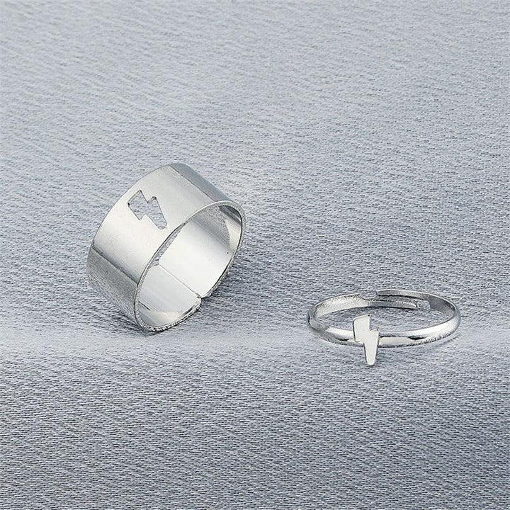Flash Cutout Puzzle Silver Couple/ Bestfriend 2 Rings Combo (Adjustable) - Bling Little Thing