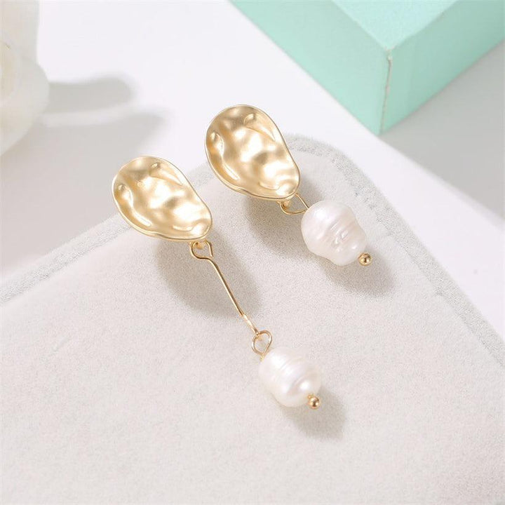 Geometric Artificial Pearl Alloy Plating Drop Earrings - Bling Little Thing