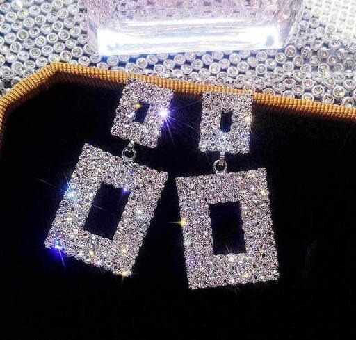 Geometric Exaggerated Diamond Earrings - Bling Little Thing