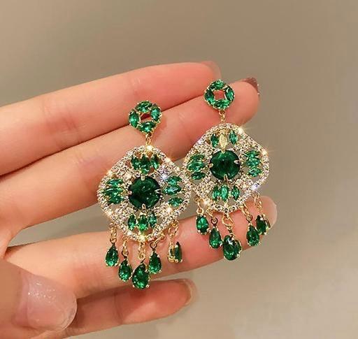 Green Crystal Dangler Earrings - Bling Little Thing