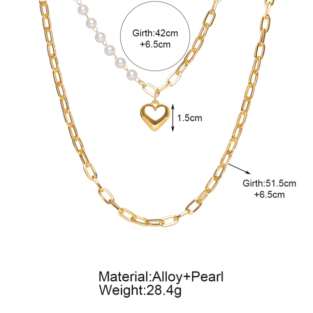Half n Half Heart Pearl Necklace - Bling Little Thing