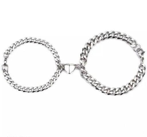 Heart Magnetic Couple/ BestFriends Love Chain Link Charm Bracelet - Bling Little Thing