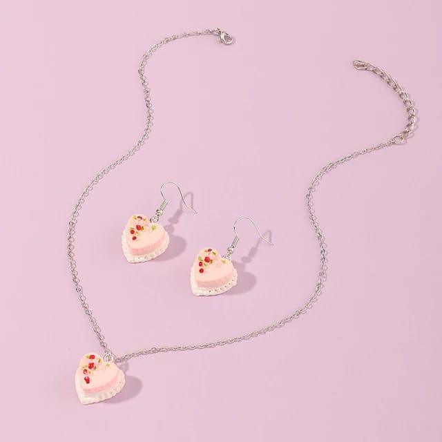 Heart Pudding Pendant Cutest Necklace & Earrings - Bling Little Thing