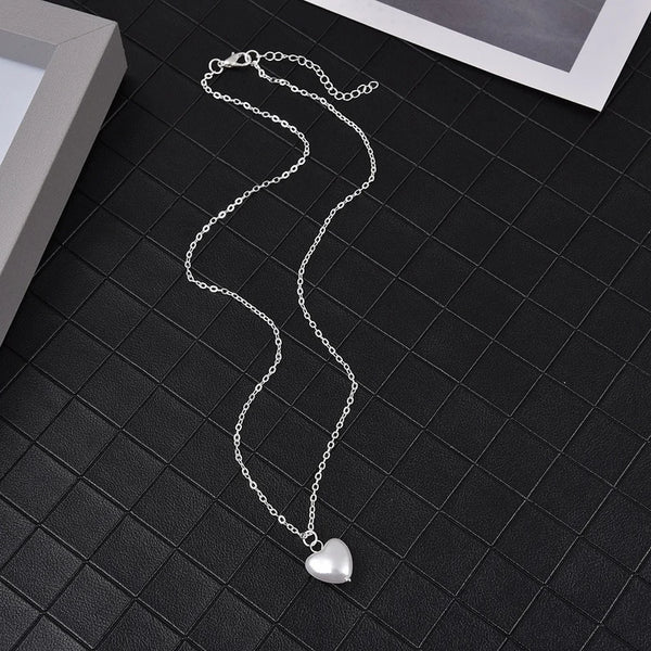 Heart Shaped Pearl Dainty Necklace