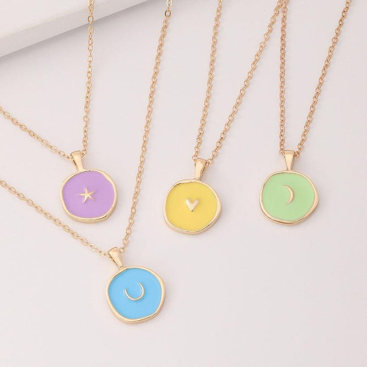 Jelly Color Oil Drop Pendant Star Moon Alloy Necklaces - Bling Little Thing