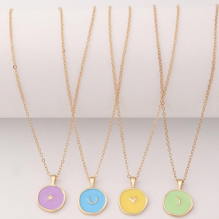 Jelly Color Oil Drop Pendant Star Moon Alloy Necklaces - Bling Little Thing