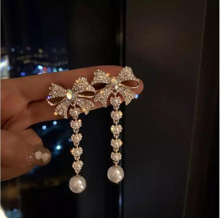 Korean Luxury Bow Drop Earrings - Bling Little Thing