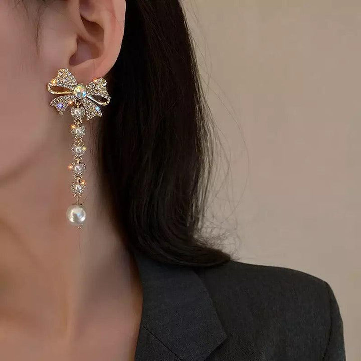 Korean Luxury Bow Drop Earrings - Bling Little Thing