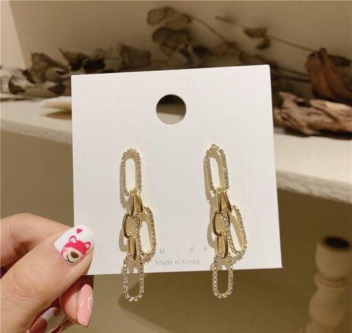 Korean Metal Chain Tassel Earrings - Bling Little Thing