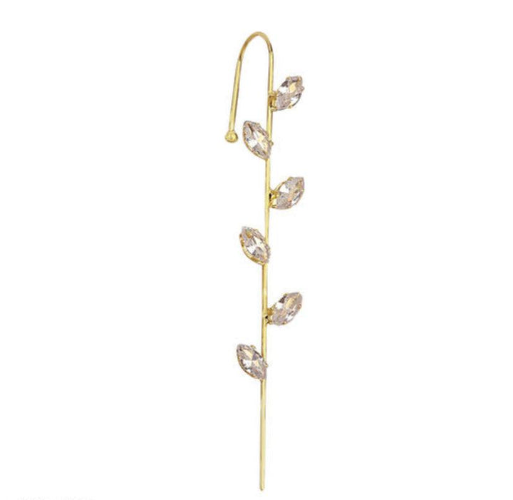 Studded Leaf Ear Cuff Climber Earring - Bling Little Thing