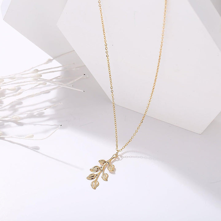 Leaf Pendant Long Necklace Clavicle Chain - Bling Little Thing