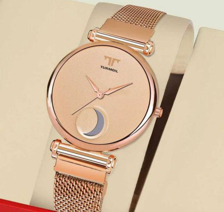Leather Strap Moon Designed Women’s Analog Watch - Bling Little Thing