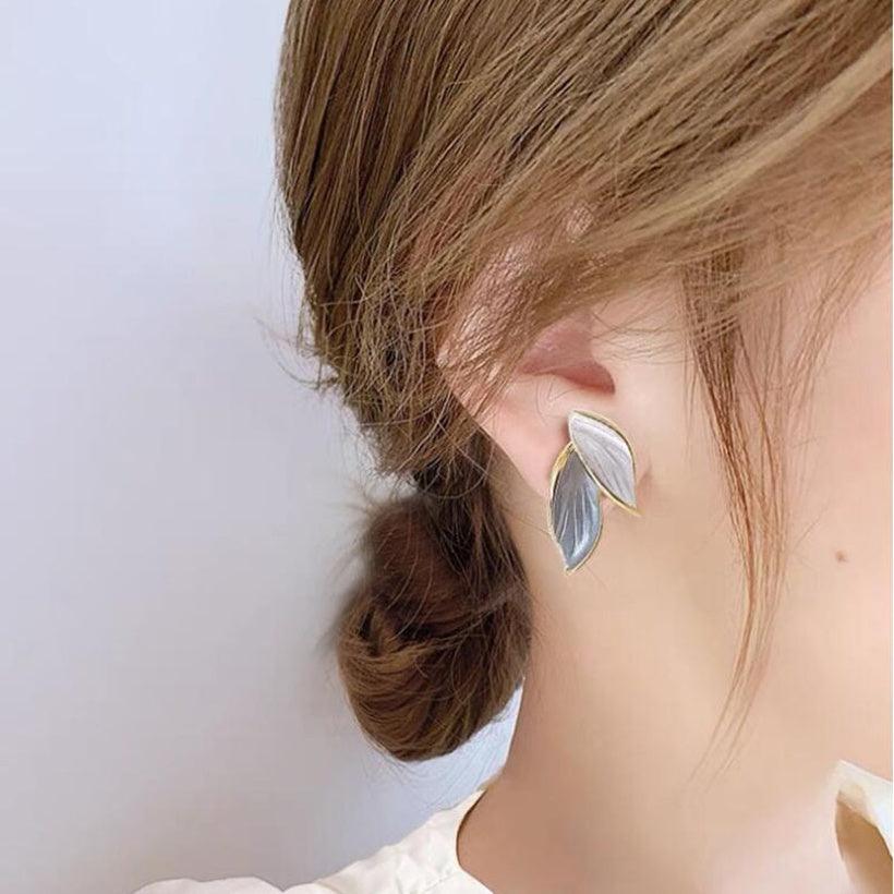 Leaves Alloy Painted Ear Studs - Bling Little Thing