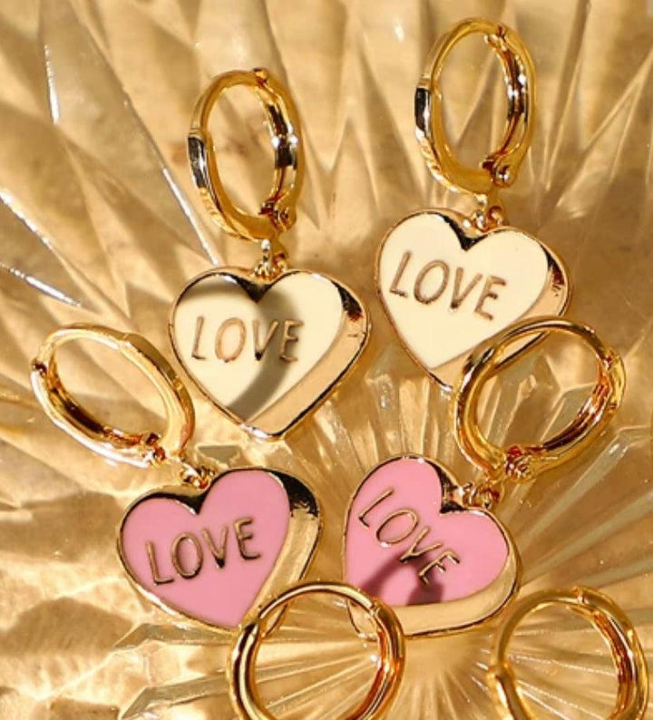 LOVE Heart Y2K Huggie Earrings - Bling Little Thing