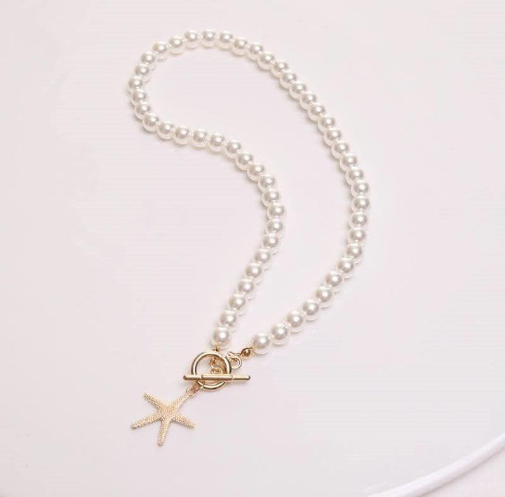 Mini Starfish Pendant Pearl Necklace - Bling Little Thing