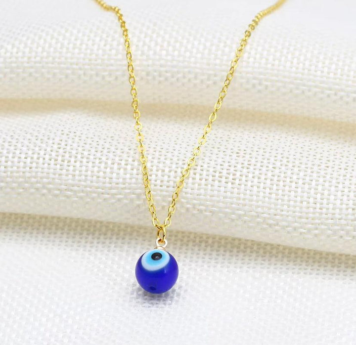 Minimal Evil Eye Bead Pendant Chain Necklace - Bling Little Thing